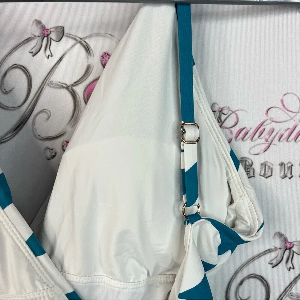 Anne Cole bathing suit one piece dress look Teal and White Floral flowers